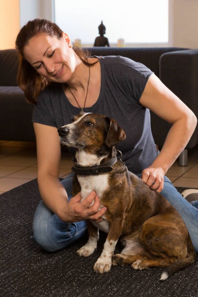 Tierphysiotherapeutin mit Hund